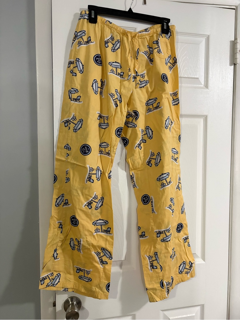 Life Is Good Yellow Kids Sweatpants with Navy Beach Print